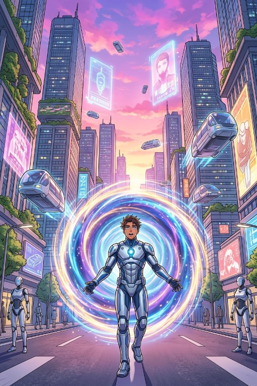 Xay arrivant à New Boston en 2060, ville futuriste du roman Kronos 2060